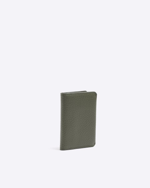 Khaki leather pebbled cardholder