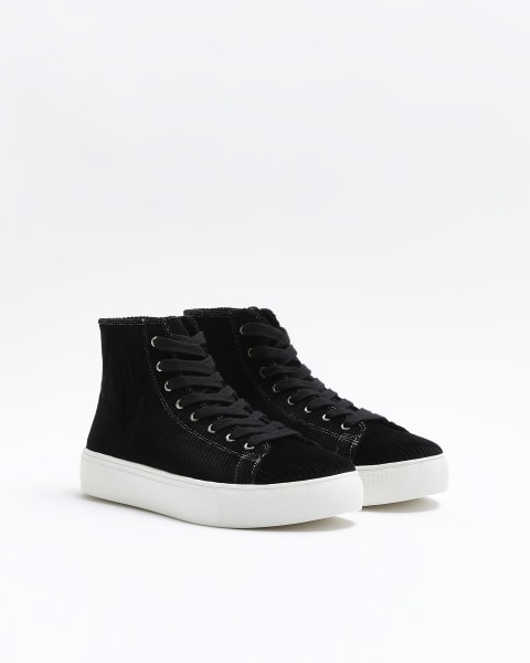 Black canvas high top trainers