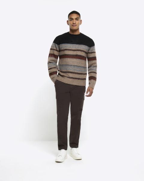 Black slim fit stripe jumper