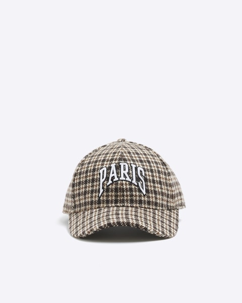 Brown check Paris cap