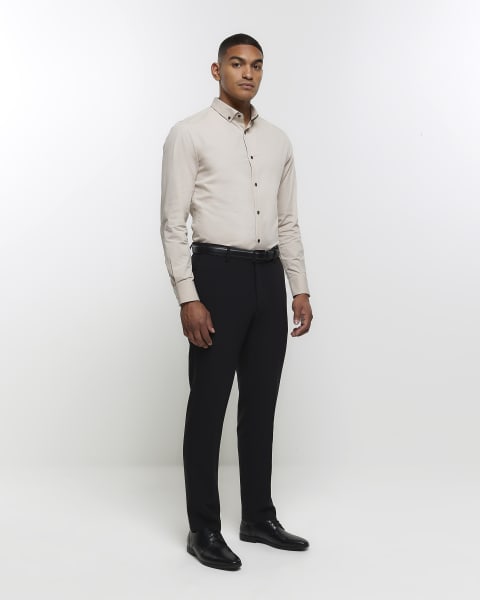 Stone muscle fit textured smart shirt