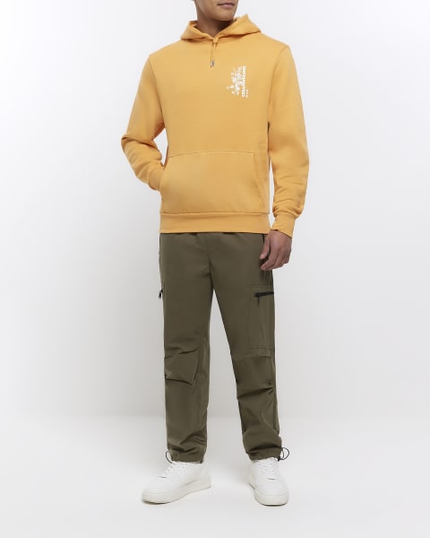 Orange regular fit Japanese graphic hoodie