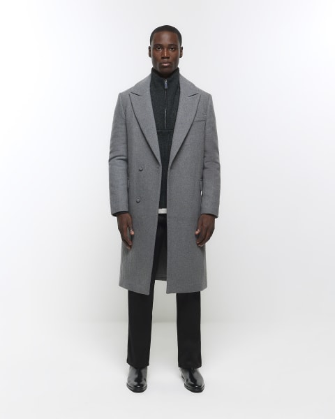 Grey slim fit soft rib half zip jumper