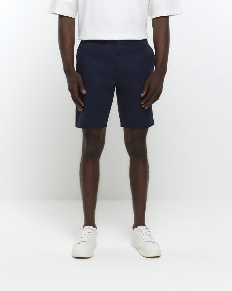 Navy skinny fit chino short