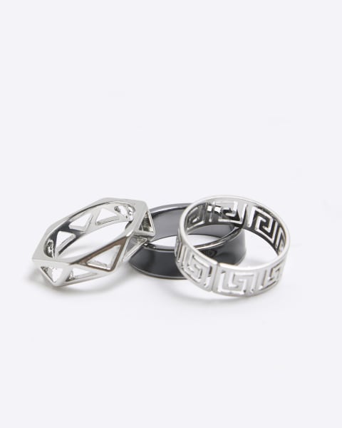 Silver colour cut out rings multipack
