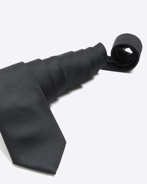 Black herringbone tie