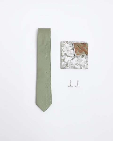 Green floral tie gift set