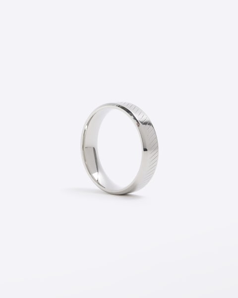 Silver colour steel slash ring