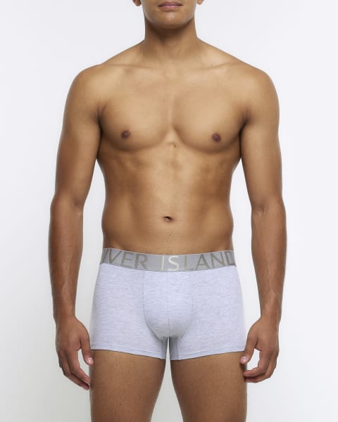 Grey regular fit multipack of 4 RI trunks