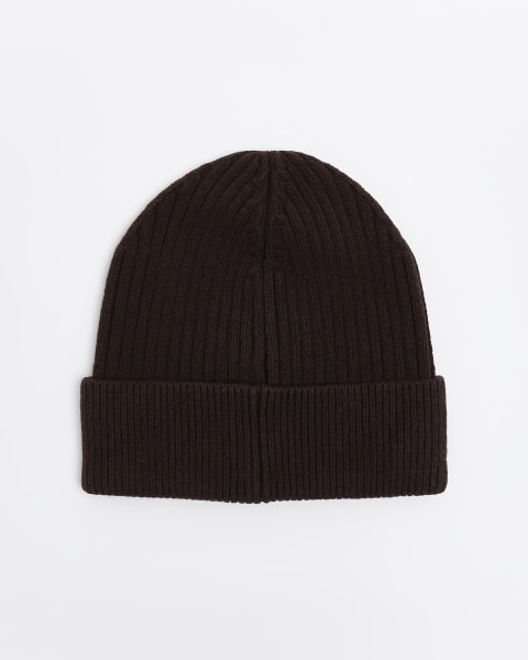 Brown knitted fisherman beanie
