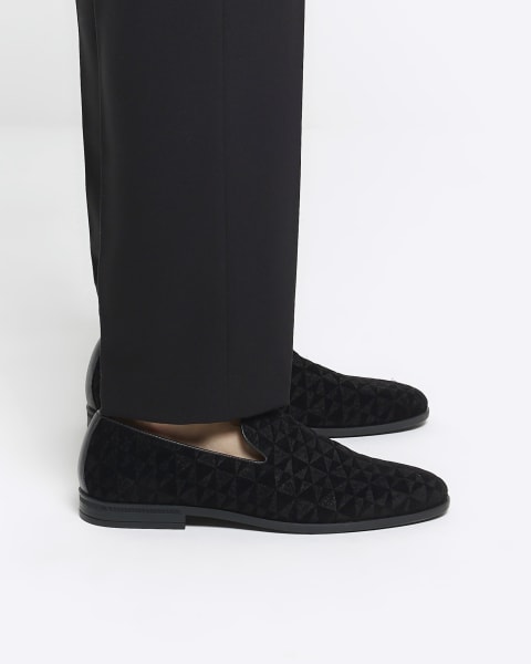 Black velvet loafers