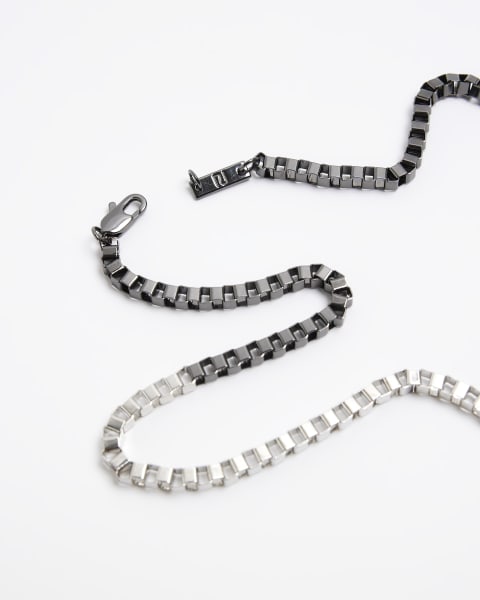 Silver colour mixed metal necklace