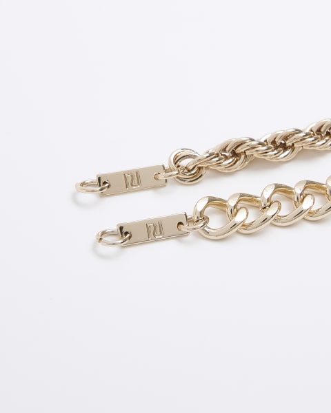 Gold colour chain bracelet multipack