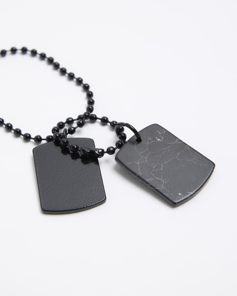 Black tag necklace