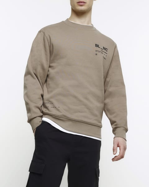 Grey regular fit graphic print sweatshirt
