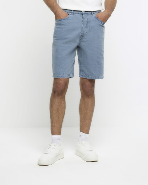Blue regular fit denim shorts
