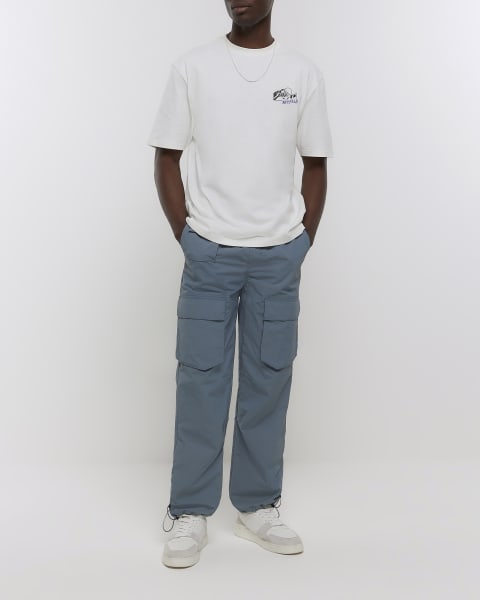 White regular fit japanese graphic t-Shirt