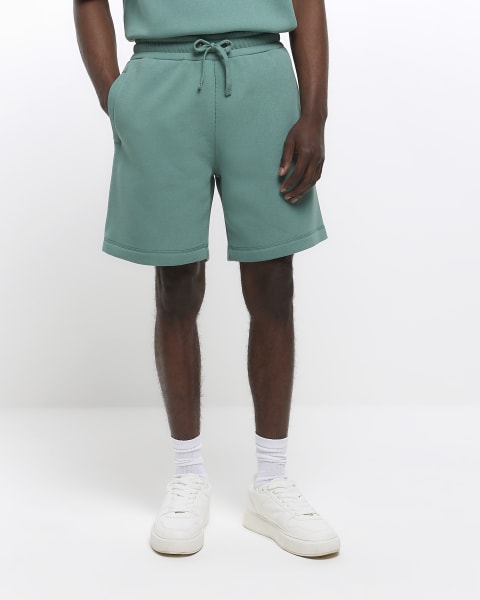 Green regular fit shorts