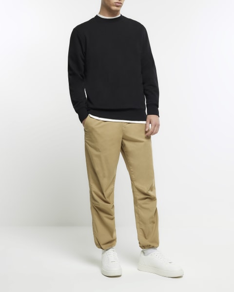 Black slim fit long sleeve sweatshirt