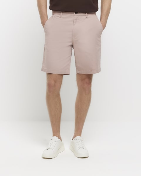 Pink slim fit chino shorts