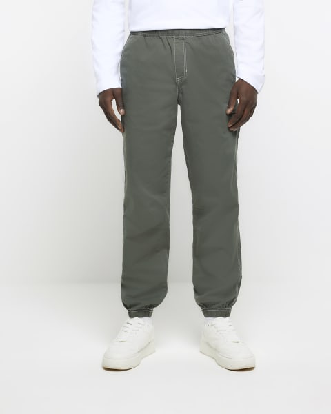 Green regular fit pull on joggers