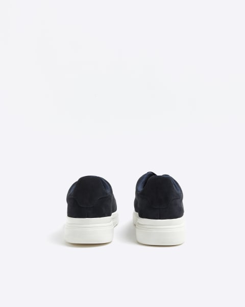 Navy suede lace up trainers
