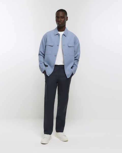 Blue regular fit smart overshirt
