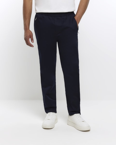 Navy slim fit smart pull on chino