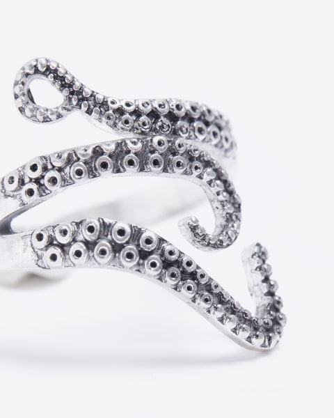 Silver colour octopus design wrap ring