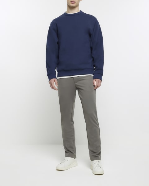Navy regular fit neoprene smart sweatshirt