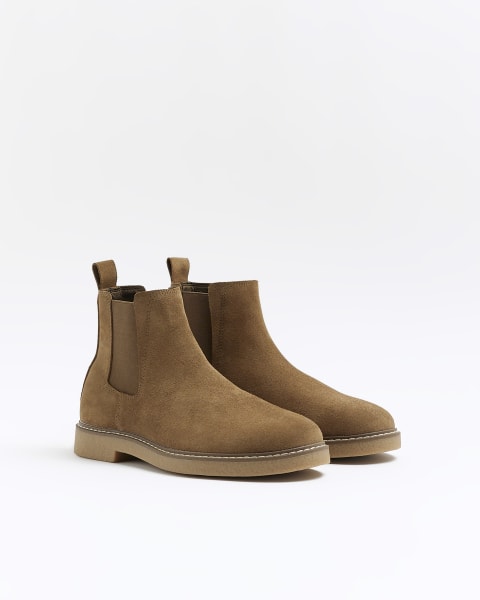 Stone suede Chelsea boots