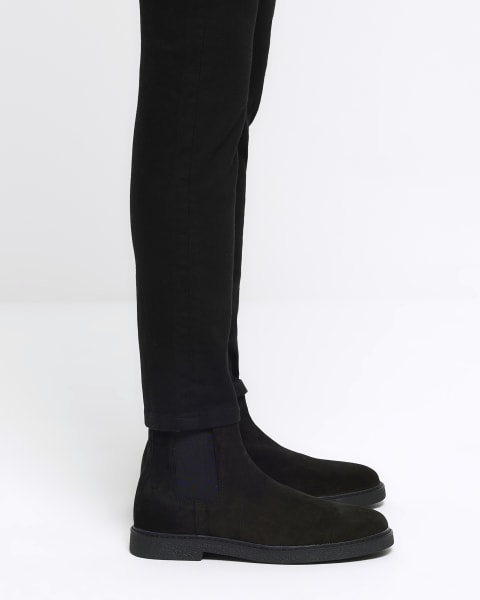 Black suede chelsea boots