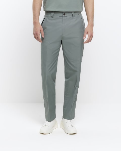 Green tapered fit smart trousers