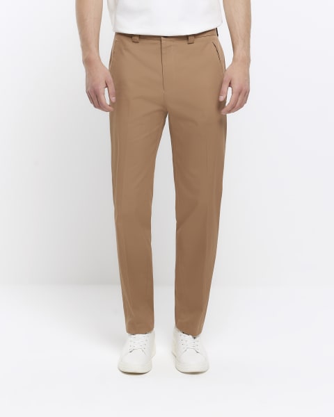 Stone tapered fit smart trousers