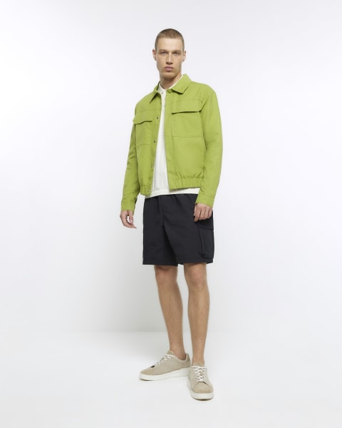 Green regular fit Harrington jacket