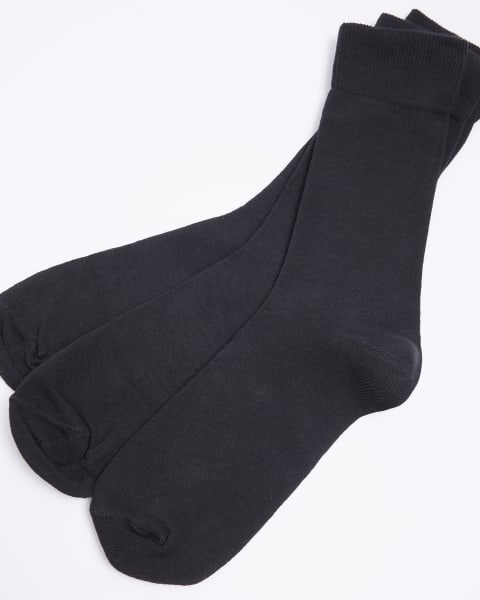 Black multipack of 5 plain ankle socks