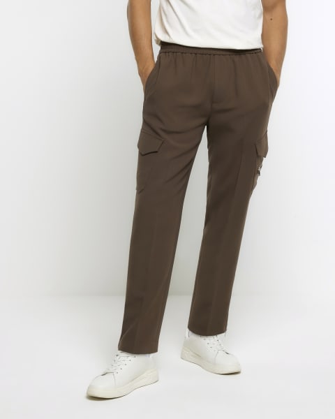 Stone regular fit cargo smart trousers