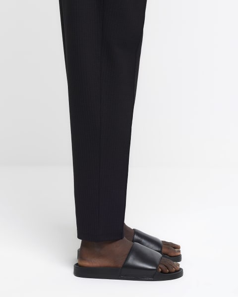 Black leather sliders