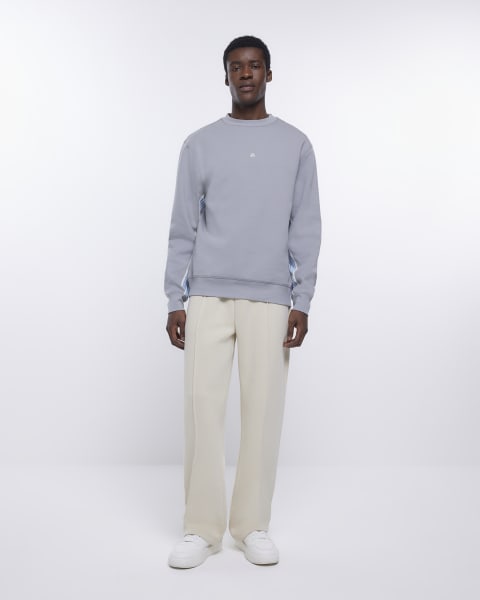 Grey regular fit taped sweatshirt