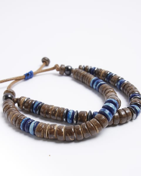 Brown multirow beaded bracelet