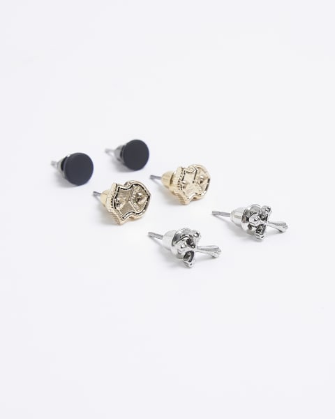Silver colour multipack of 3 cross earrings