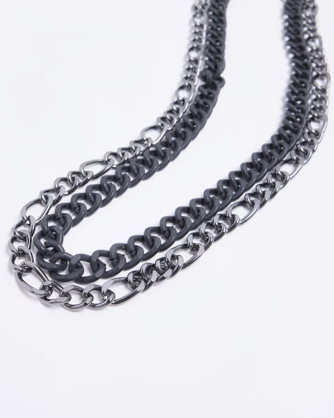 Silver colour multirow chunky necklace