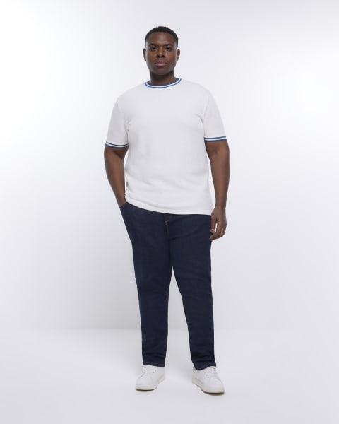 Big & Tall white slim fit taped t-shirt