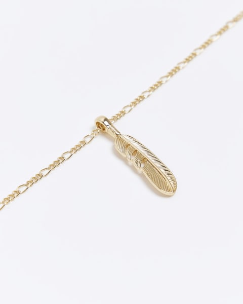 Gold colour feather necklace