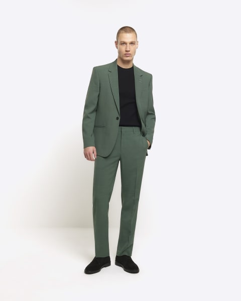 Green slim fit suit jacket