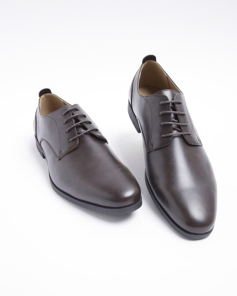 Brown wide fit derby shoes