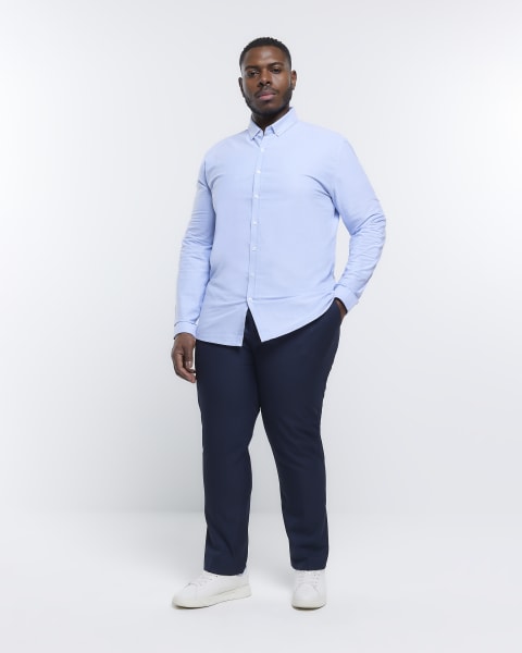 Big & Tall blue slim fit oxford shirt