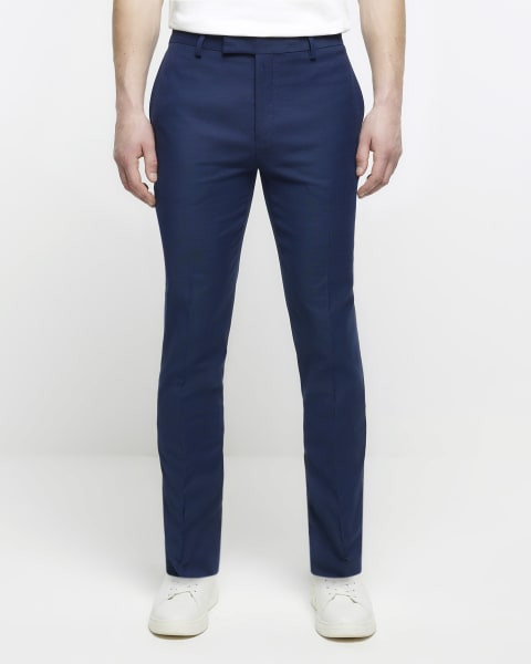 Blue skinny fit suit trousers