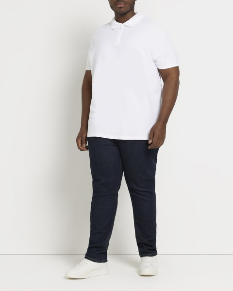 Big & Tall white short sleeve honeycomb polo
