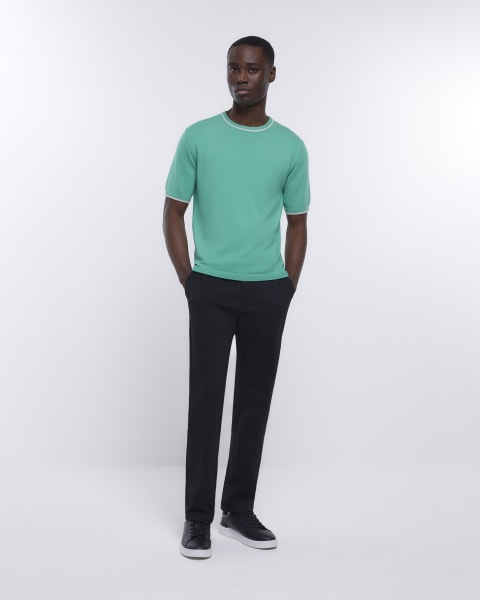 Green slim fit knitted t-shirt